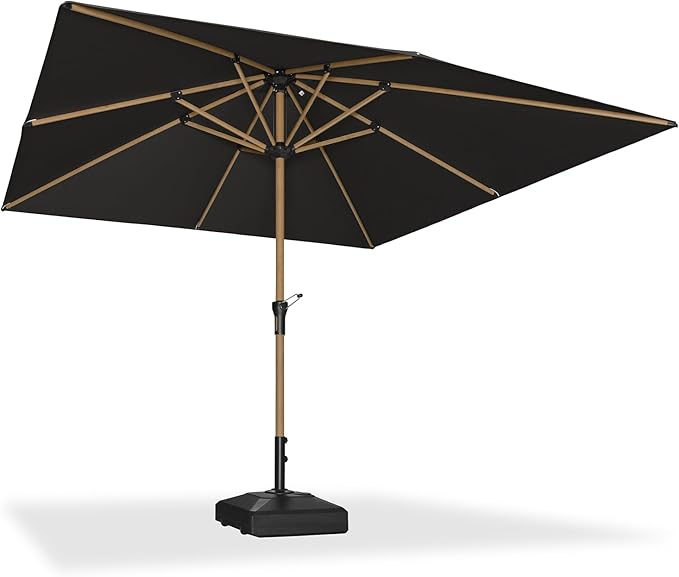 PURPLE LEAF 10' x 10' Square Patio Umbrella Outdoor Table Umbrella Aluminum Market Umbrella with 8 Sturdy Ribs & Crank Outdoor Umbrellas for Garden Deck Patio, Black