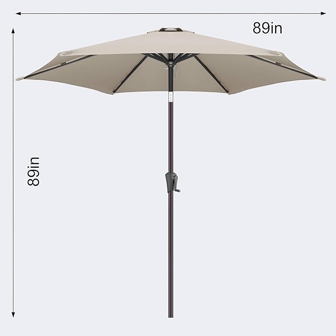 Jarka&Co 7.5ft Patio Umbrella Outdoor - Table Outdoor Umbrella with Push Button Tilt Waterprool UV Protection, Sun Umbrella for Pool, Porch, Garden, Deck, Backyard (Taupe)