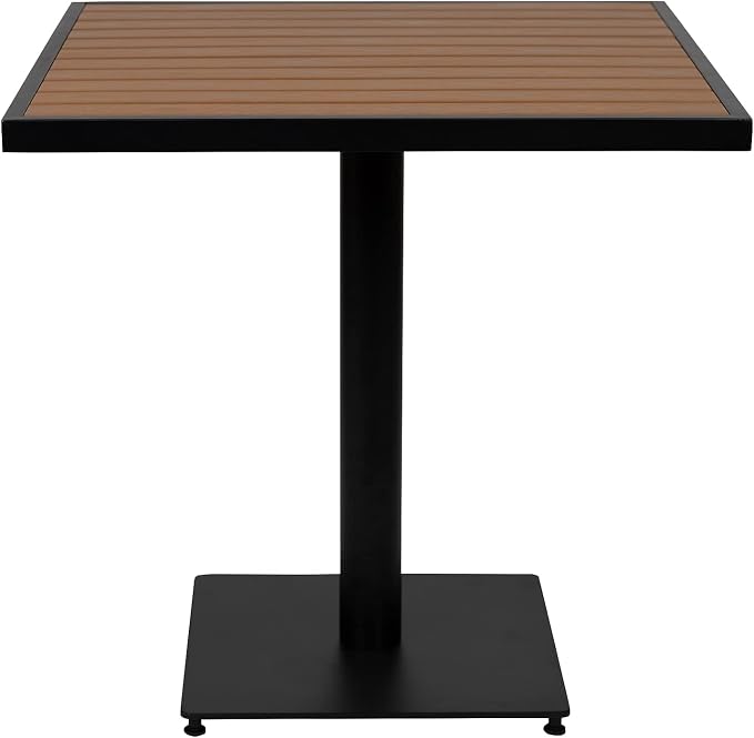 Flash Furniture Lark Outdoor Patio Bistro Dining Table with Faux Teak Poly Slats, 30" Square