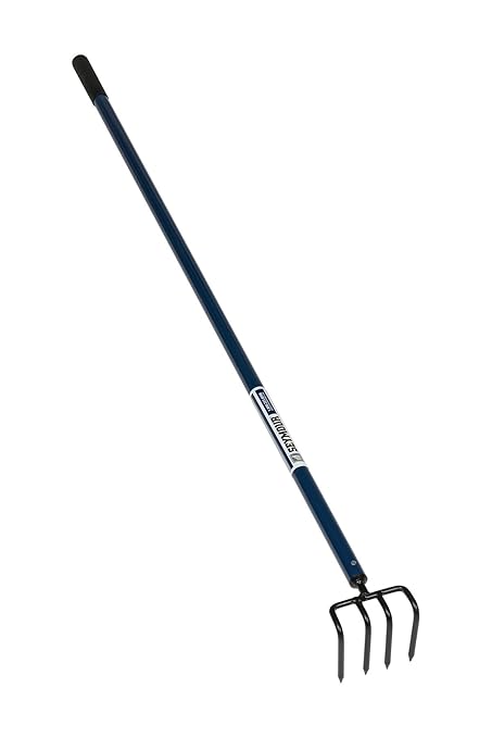 Seymour Prong Cultivator (Various Size and Style), 60" Powder-Coated Aluminum handle with Cushion Grip, S500 Industrial Series- Welded 4-Prong