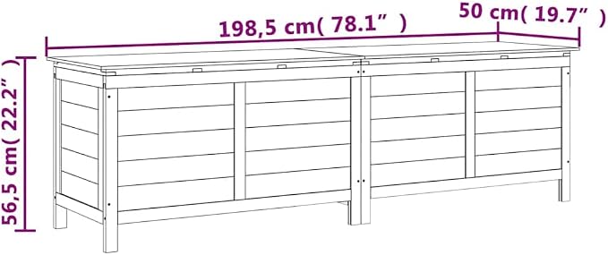 78 inch Solid Fir Wood Outdoor Storage Box Large Rustic Brown Patio Deck Container for Cushions Toys Tools Weather-Ready Slatted Chest for Garden, Balcony, Porch