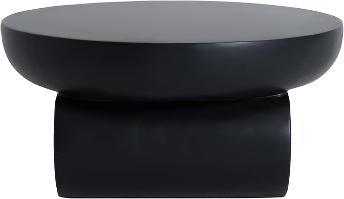 Christopher Knight Home Rico 27.5" Outdoor Coffee Table with Spherical and Cylinder Leg, MGO Round End Table with Ball Legs, No Assembly Patio Table for Poolside/Balcony/Backyard, Black