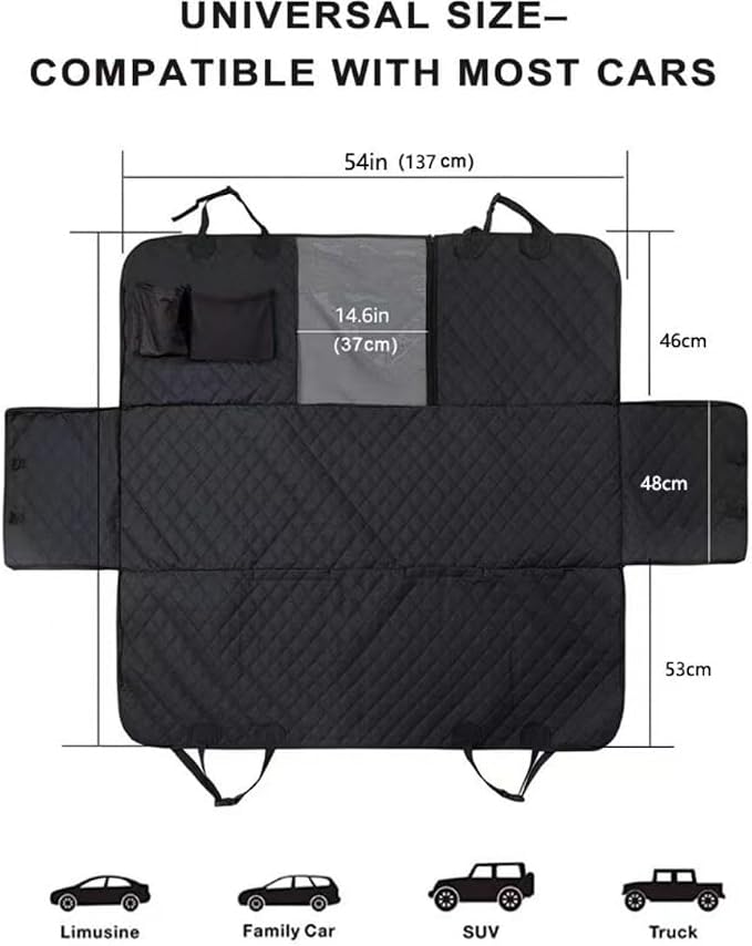 Dog Car Seat Cover for Volkswagen VW Tiguan (5N) 1.Gen 2009-2016, Foldable Back Seat Extender, Hair-Resistant, Anti-Scratch, Travel Hammock Bed with Mesh Window Storage Accessories,Grey