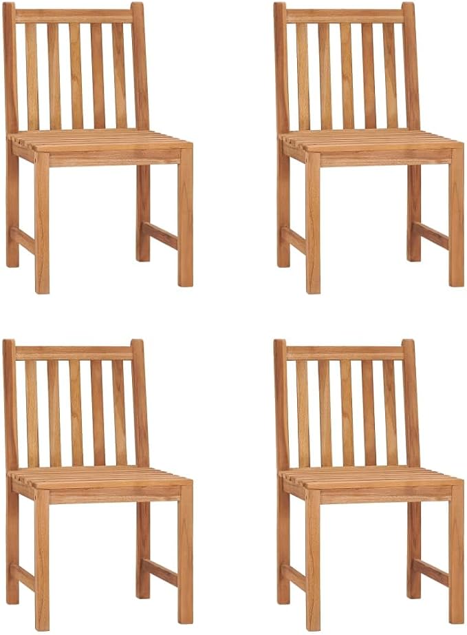 5 Piece Garden Dining Set 31.5 x 31.5 Inch Solid Teak Wood Outdoor Patio Furniture Table with 4 Chairs for Backyard Deck Balcony Poolside Use Weather Resistant Waterproof