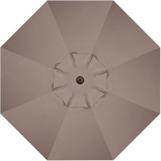 Treasure Garden 9-Foot Patio Umbrella - Outdoor Furniture Market Umbrella – Auto Tilt – Bronze Aluminum Frame (Obravia, Taupe)