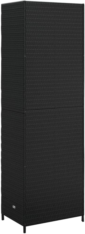 Garden Storage Cabinet Outside Deck Storage Box Outdoor Patio Storage Backyard Storage Box Furniture Storage Box Black 23.2"x15.7"x70.9" Poly Rattan