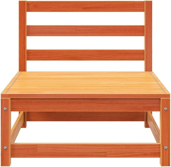 Rustic Outdoor Sectional Sofa Set Brown Solid Pine Wood 27.6" x 27.6" x 26.4" Modular Patio Couch Weatherproof Small Balcony Loveseat for Garden, Terrace, Backyard
