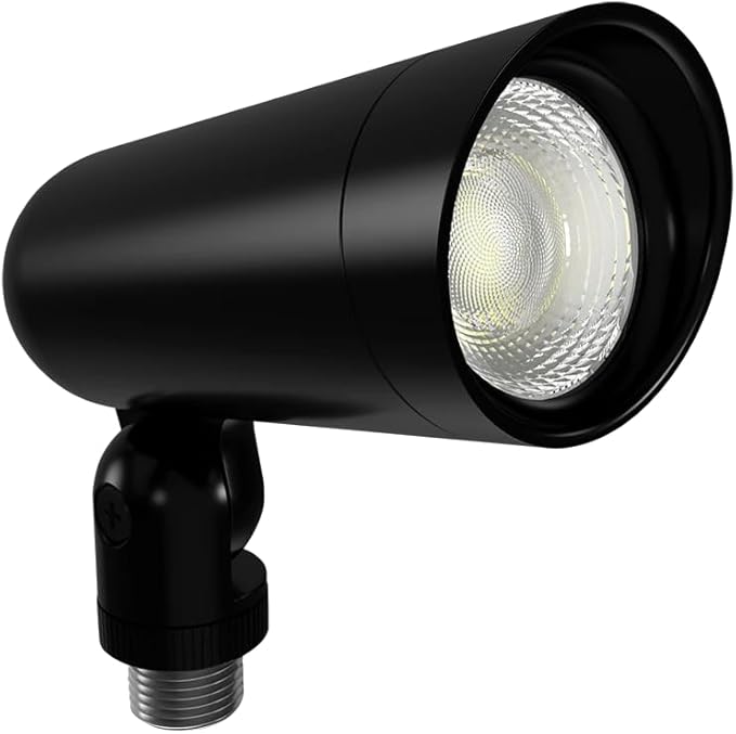 RAB Lighting LF34 Adjustable Outdoor LED Floodlight - 8W/33W, 2700K-5000K Color Temp - 120V IP65-Rated - 100,000-Hour Lifespan - Rotating Hood & Locking Knuckle for Glare-Fre Lighting (Black)