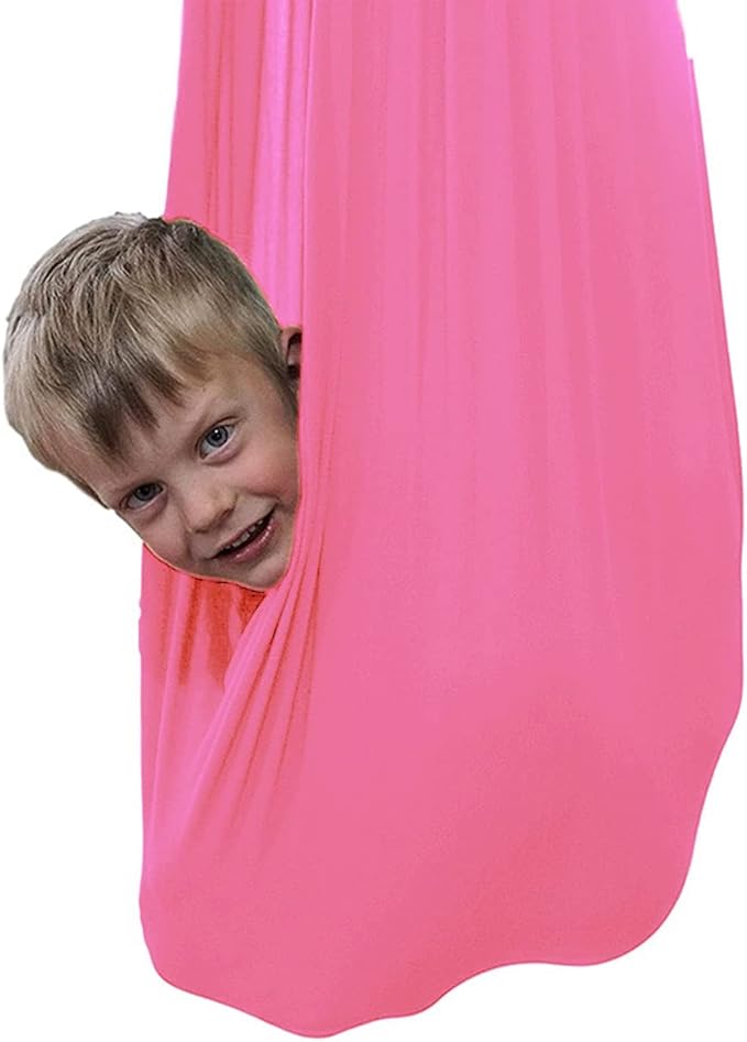 Sensory Swing for adults Indoor kids Therapy Swing Soothing Calming Snuggle Hammock durable soft strong fabric swing Great for Sensory Integration stimulation ( Color : Pink , Size : 1.5M x 2.8M )