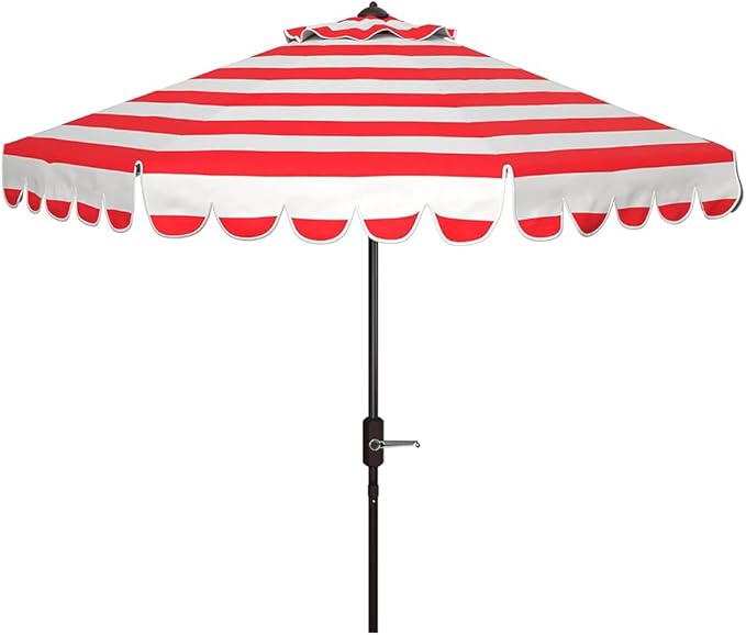 9ft Market Patio Umbrella Replacement Canopy, UV Protective, Fade Resistant, Vented Design for Outdoor Use (Red White Stripe)