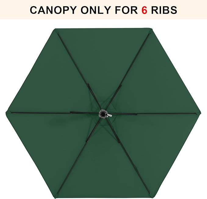 MASTERCANOPY Patio Umbrella 7.5 ft Replacement Canopy for 6 Ribs-Forset Green Canopy Only