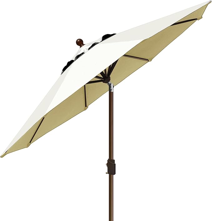EliteShade USA 10-Year-Non-Fading 9Ft Market Patio Umbrella, UPF 50+ UV Protection Performance Sun Umbrella, Heavy Duty Commercial Grade Outdoor Table Umbrella with Crank & Tilt, Windproof Vented Top for Garden, Pool, Deck and Outdoor Playsets, Natural