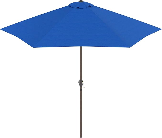 Sunline 9 ft Patio Umbrella with Crank & Push Button Tilt, Outdoor Market Umbrella with UV Protection & Wind Vent and Fiberglass Ribs, Metal Frame for Deck, Pool & Table, Pacific Blue
