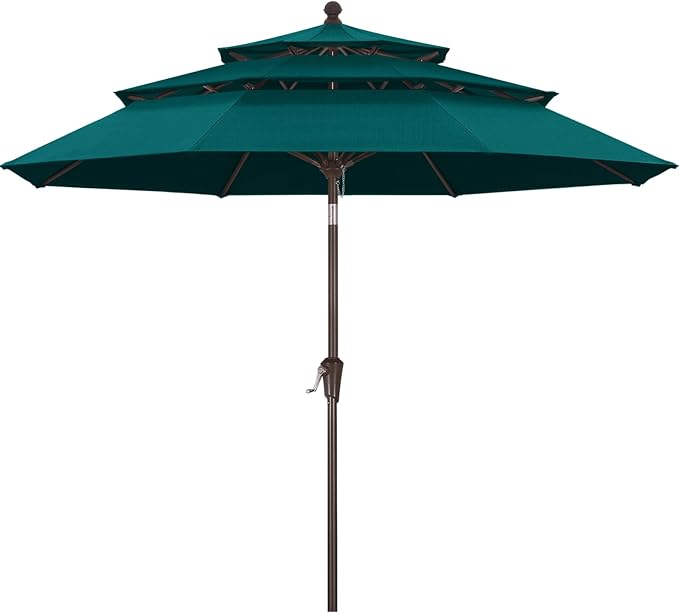 ABCCANOPY 5-Year 10-Year No Fading 9FT 3 Tiers Patio Umbrella, Outdoor Table Umbrella with 8 Sturdy Ribs for Deck, Backyard, Garden, Yard
