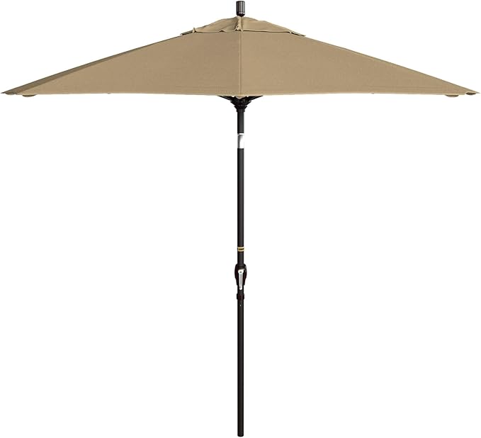 California Umbrella 9' Round Aluminum Market Umbrella, Crank Lift, Push Button Tilt, Bronze Pole