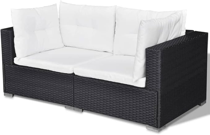 Patio Lounge Set with Cushions,Outdoor Patio Furniture,Conversation Furniture,Patio Furniture Sets,for Terrace,Garden,Backyard,5 Piece Black Poly Rattan