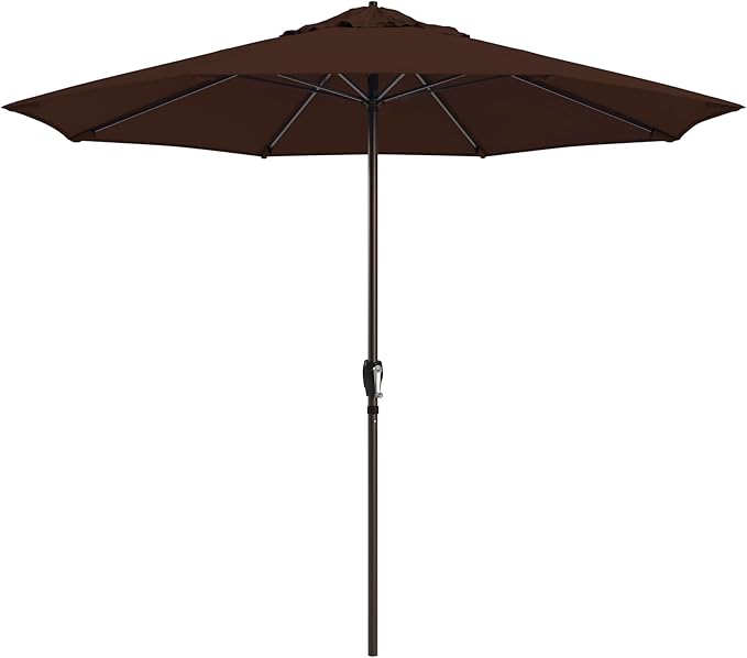 California Umbrella 10-Year Protection 9 Ft Outdoor Patio Umbrella, Pacifica Fade-Resistant Fabric, Auto-Tilt, Heavy Duty Aluminum Frame, 8 Reinforced Ribs for Pool or Deck, Bronze Pole, Mocha