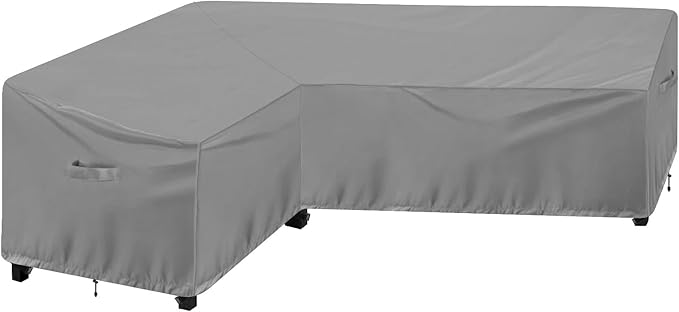 OutdoorLines Waterproof Outdoor Patio Sectional Cover - UV Resistant & Windproof L-Shaped Patio Furniture Covers for Deck, Lawn and Backyard, 420D Heavy Duty Couch Cover, Left Facing, 83"x104", Grey