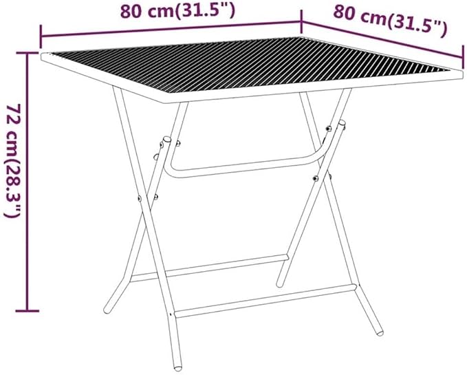 Afuera Living Contemporary Patio Dining Set, Square Steel Table with 2 Foldable Chairs, Anthracite/Gray Finish, Weather-Resistant, Compact Design for Small Balconies, Terrace, or Garden Outdoor Use