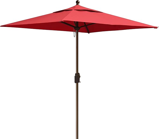 EliteShade USA 10-Year-Non-Fading 6x6Ft Square Market Patio Umbrella, UPF 50+ UV Protection Performance Sun Umbrella, Heavy Duty Commercial Grade Outdoor Table Umbrella with Crank, Windproof Vented Top for Garden, Pool, Deck and Outdoor Playsets, Logo Red