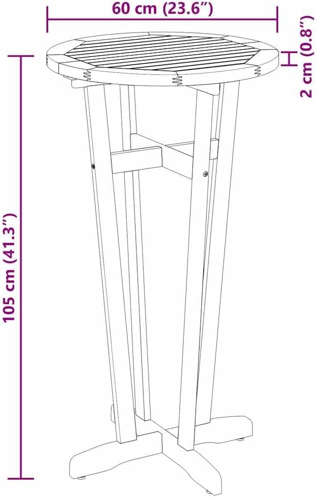 vidaXL Bar Table, Outdoor Pub Table, Bistro Table, Counter Height Table for Balcony Porch Garden Deck Backyard, Farmhouse, Solid Acacia Wood