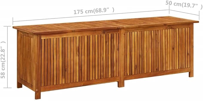 Solid Wood Outdoor Storage Bench,Solid Acacia Wood Garden Deck Box Patio Storage Box with Liftable Top Outdoor Wooden Storage Container for Patio,Backyard,Poolside, 68.9"x19.7"x22.8"