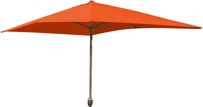 Jeco Aluminum Patio Market Umbrella Tilt with Crank, Fabric & Bronze Pole, Orange, 6.5' x 10'