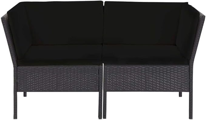 vidaXL Patio Furniture Set 6 Piece, Patio Conversation Set with Cushions, Outdoor Sectional Sofa with Coffee Table for Garden, Poly Rattan Black