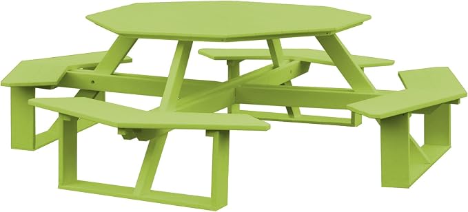 Amish-Made 54" Octagon Lime Green Poly Walk-in Picnic Table