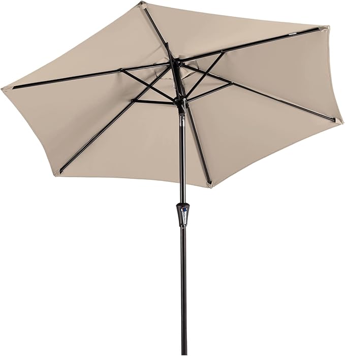 MEWAY 7.5ft Patio Umbrella Outdoor Umbrellas for Patio, Market Table Umbrella with Crank for Deck, Garden, Pool and Backyard, Beige