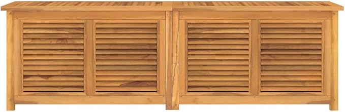 Garden Storage Box, Large Rectangular Deck Box for Patio and Garden, Solid Teak Wood Outdoor Organization Chest with PE Liner, 68.9 x 68.9 x 21.7 Inches
