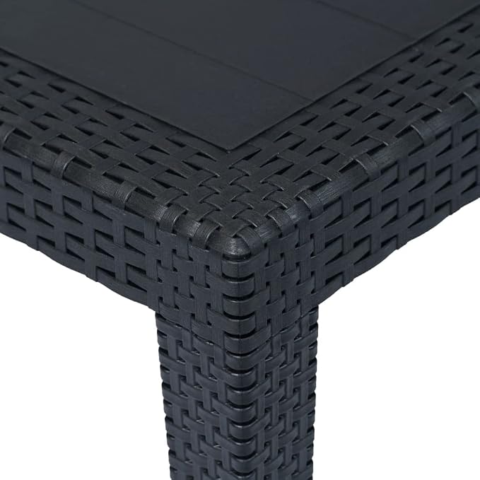7 Piece Patio Dining Set & Outdoor Dining Set Anthracite Plastic Patio Table and Chairs Balcony Furniture for Lawn Backyard Front Porch 59.1 x 35.4 x 28.3 in