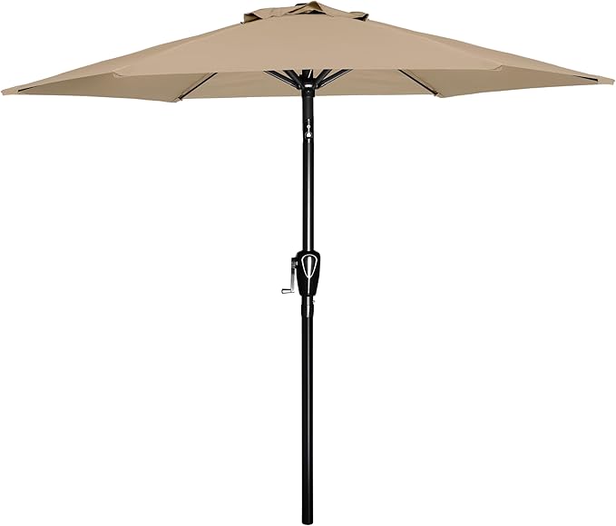 YSSOA 7.5' Patio Umbrella Outdoor Table Market Yard Umbrella with 6 Sturdy Ribs, Tan