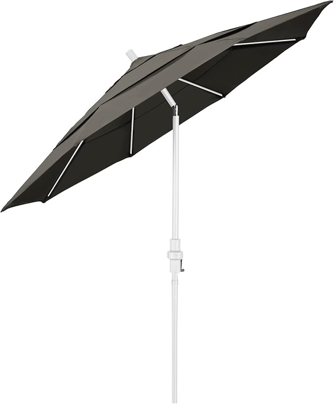 California Umbrella 11' Rd. Fiberglass Rib Patio Umbrella, Crank Lift, Collar Tilt, White Pole, Taupe