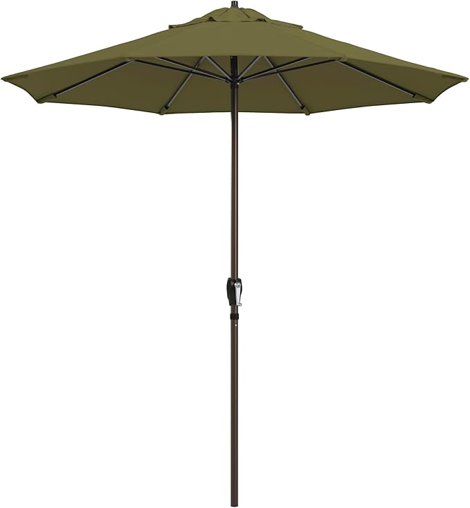 California Umbrella 12-Year Protection 7.5-Ft Outdoor Patio Umbrella, Sunbrella Fade-Resistant Fabric, Auto-Tilt, Heavy Duty Aluminum Frame, 8 Reinforced Ribs for Pool or Deck, Bronze Pole, Spectrum Cilantro