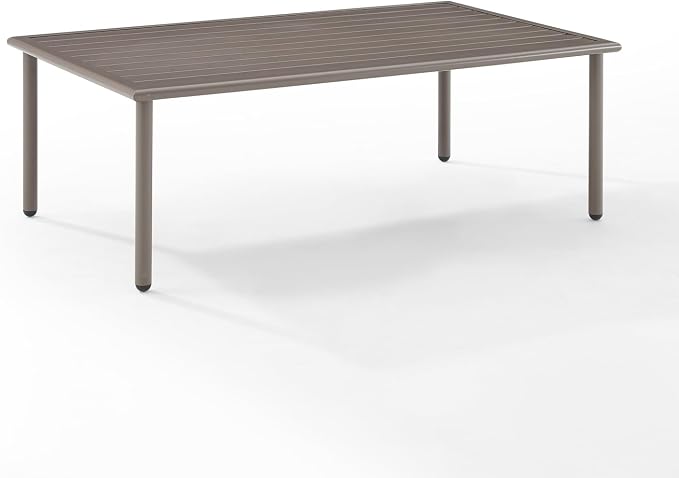 HomeStock Island Oasis Outdoor Metal Coffee Table with Slatted Top,Powder-Coated,Sturdy Weather-Proof Steel,Hand-Painted,Durable - 23.5" D x 39.25" W x 13.75" H Light Brown