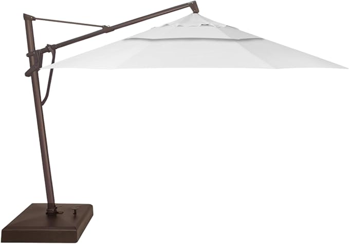 Treasure Garden AKZ PLUS Cantilever Umbrella 13' Octagonal Sunbrella Natural Canopy and Bronze Frame with Rolling Base