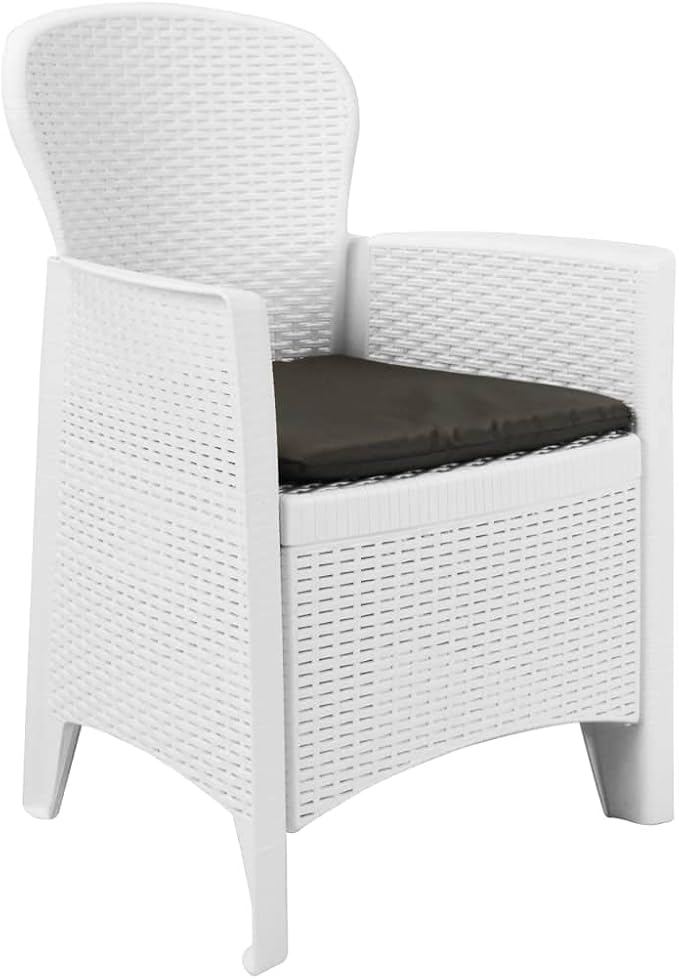 Bistro Set,Patio Lounge Set,Outdoor Patio Furniture,Outdoor Chat Conversation Set,Garden Furniture Sets,for Patio,Backyard,Garden,Outdoor,5 Piece Plastic White Rattan Look