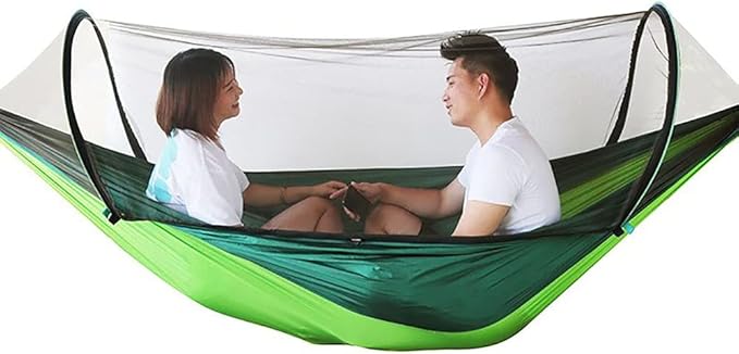 Camping Hammock, Hammock Outdoor Mosquito and Rainproof Swing Sling Wild Air Tent and Mosquito Net Ultralight Double Camping Bed(Green)