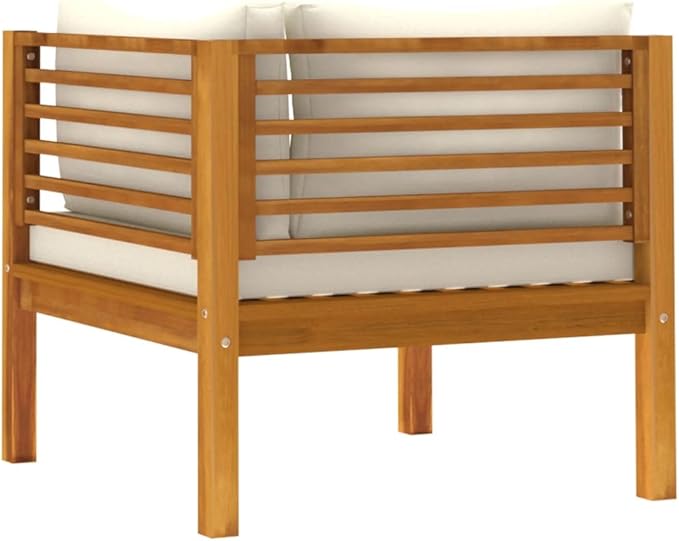 2-Seater Patio Sofa with Cream Cushion,Patio Lounge Set,Patio Furniture Sets,Patio Conversation Sets,Outdoor Furniture Sets,for Garden,Backyard,Outdoor,Solid Acacia Wood