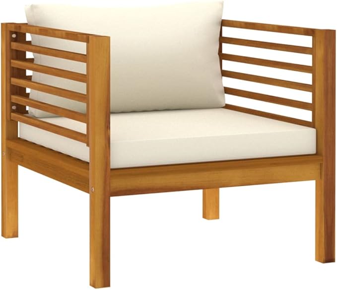 Patio Lounge Set with Cream Cushion,Patio Furniture Sets,Patio Conversation Sets,Outdoor Furniture Sets,for Garden,Backyard,Outdoor,8 Piece Solid Acacia Wood