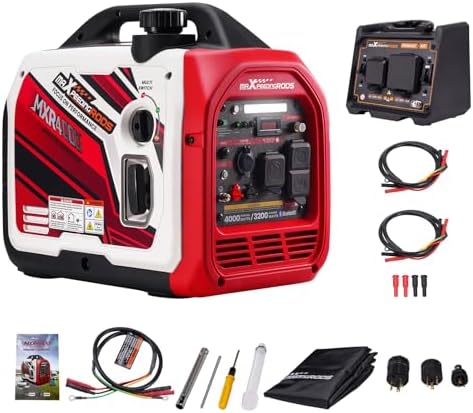 maXpeedingrods 4000 Watt Portable Inverter Generator, Bluetooth® App Remote Data Monitor, with Generator Parallel Kit with 120V 30A, 120V 50A Outlets and 50-Amp Circuit Breaker