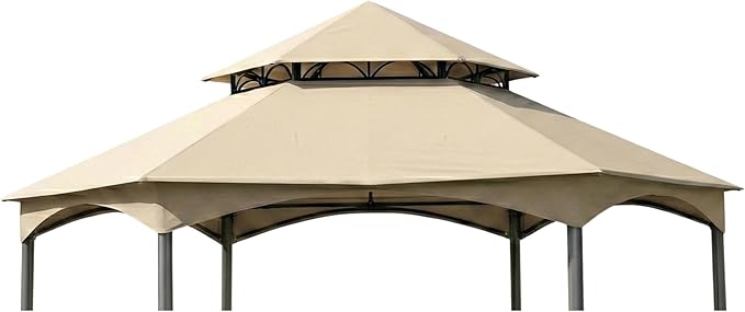 Garden Winds Durable 350 Replacement Canopy Top Compatible with Southbay Hexagon 12’ x 12’ Gazebo Models L-GZ793PST-A, A111005500 - Beige
