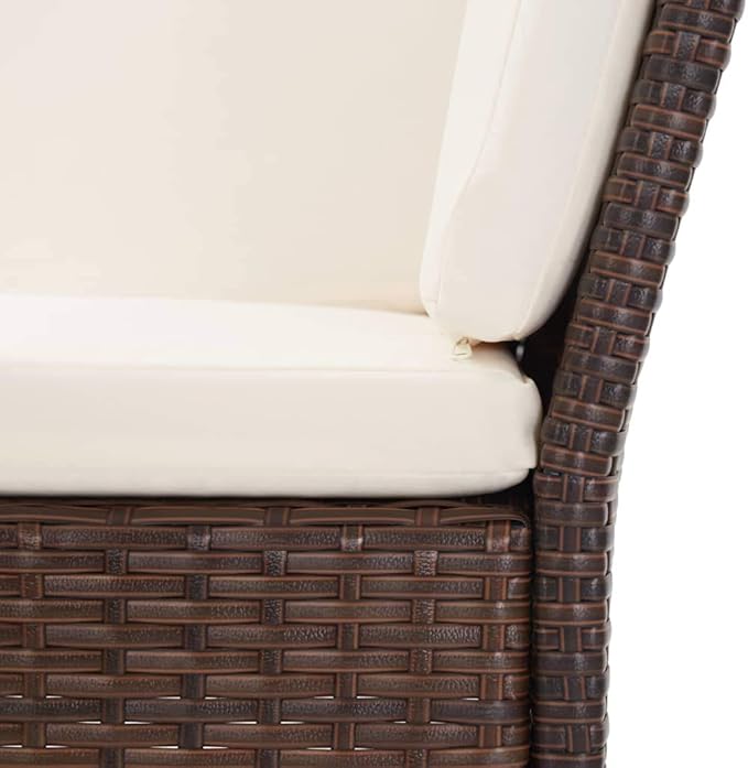 vidaXL Patio Furniture Set 3 Piece, Patio Conversation Set with Cushions, Outdoor Sectional Sofa with Footrest for Garden, Poly Rattan Brown
