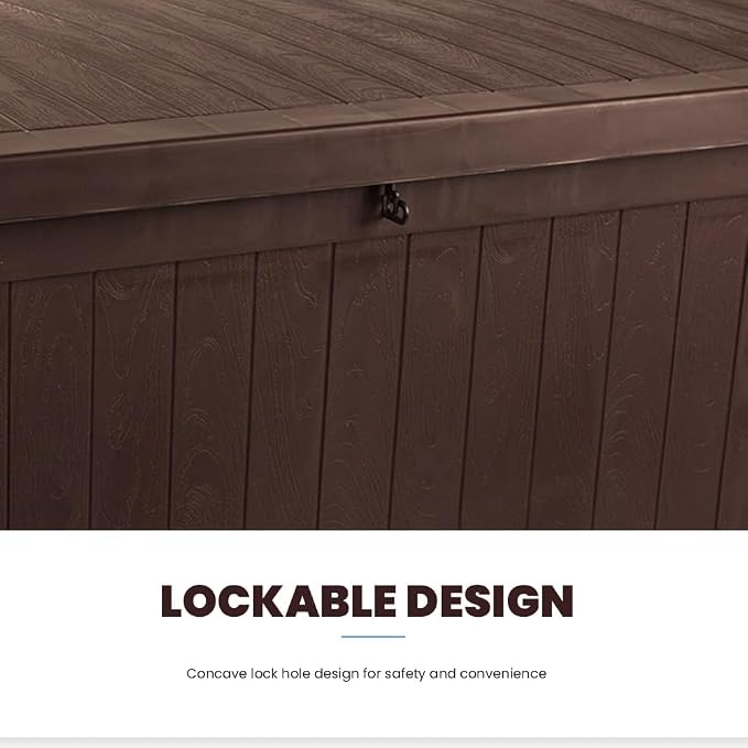 Large Deck Storage Box Lockable Organization and Storage Box Waterproof for Furniture Outdoor Cushions Garden Pool Tools