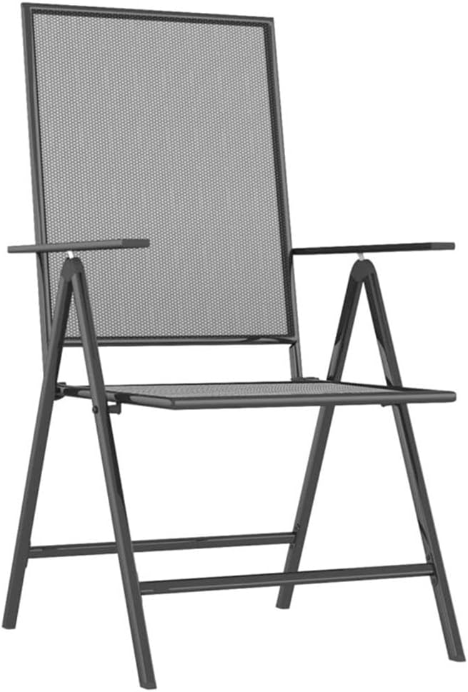 Afuera Living Steel 7-Piece Patio Dining Set, Anthracite Gray Finish, Adjustable Reclining Chairs, Foldable Design, Powder-Coated Rust-Resistant Outdoor Garden or Terrace Table and Chairs Set for 6