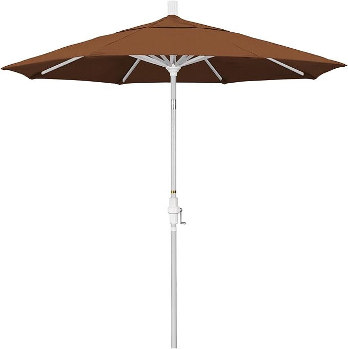 California Umbrella 7.5' Rd. Aluminum Patio Umbrella, Crank Lift, Collar Tilt, White