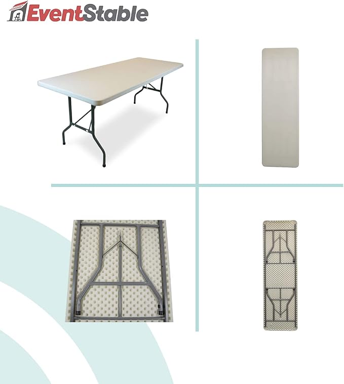 EventStable TitanPRO Plastic Folding Table - Sturdy Outdoor Folding Table - Lightweight Fold Up Table for Weddings Cocktail Parties patios - 8' x 30'' - 10 Pack