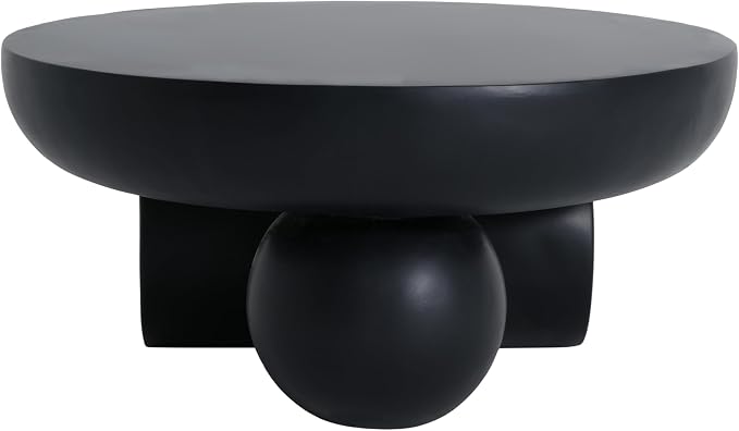 Christopher Knight Home Rico 27.5" Outdoor Coffee Table with Spherical and Cylinder Leg, MGO Round End Table with Ball Legs, No Assembly Patio Table for Poolside/Balcony/Backyard, Black