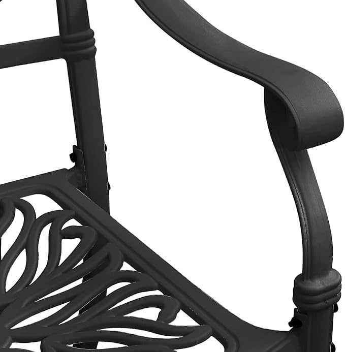 5 Piece Bistro Set Cast Aluminum Black | Weather-Proof, Umbrella Hole, Patio Dining, Sturdy and Durable